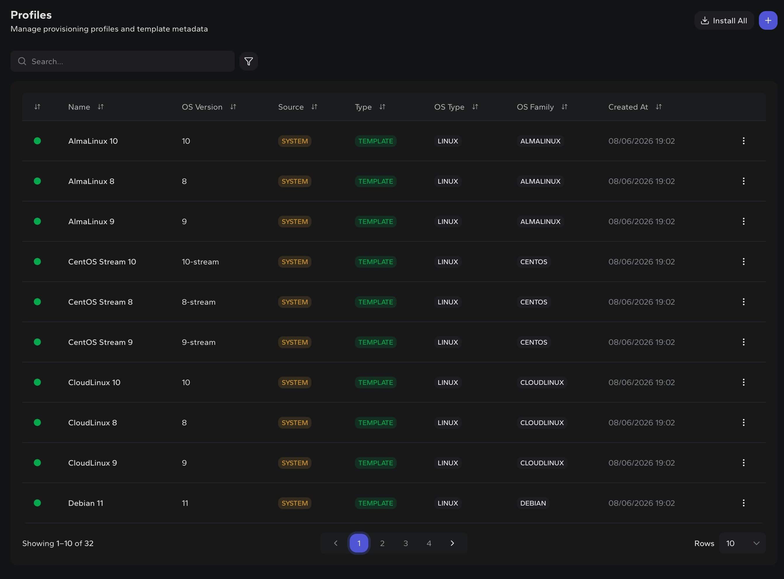 DCIM provisioning profiles list
