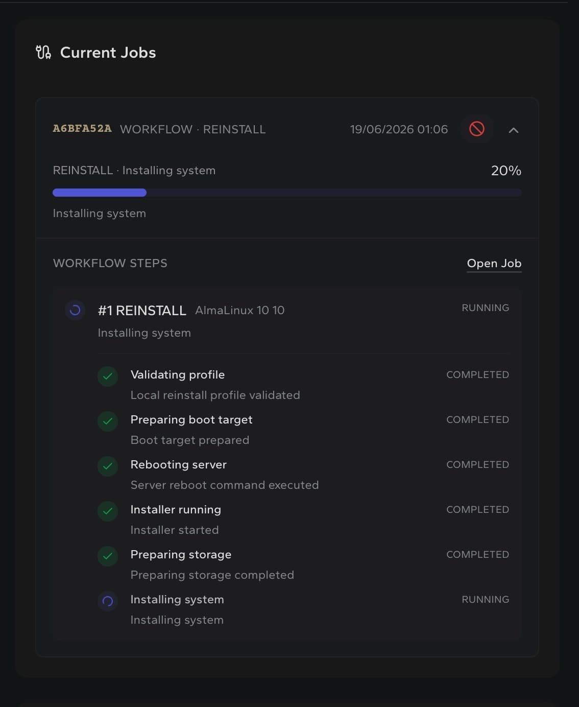 DCIM reinstall workflow steps